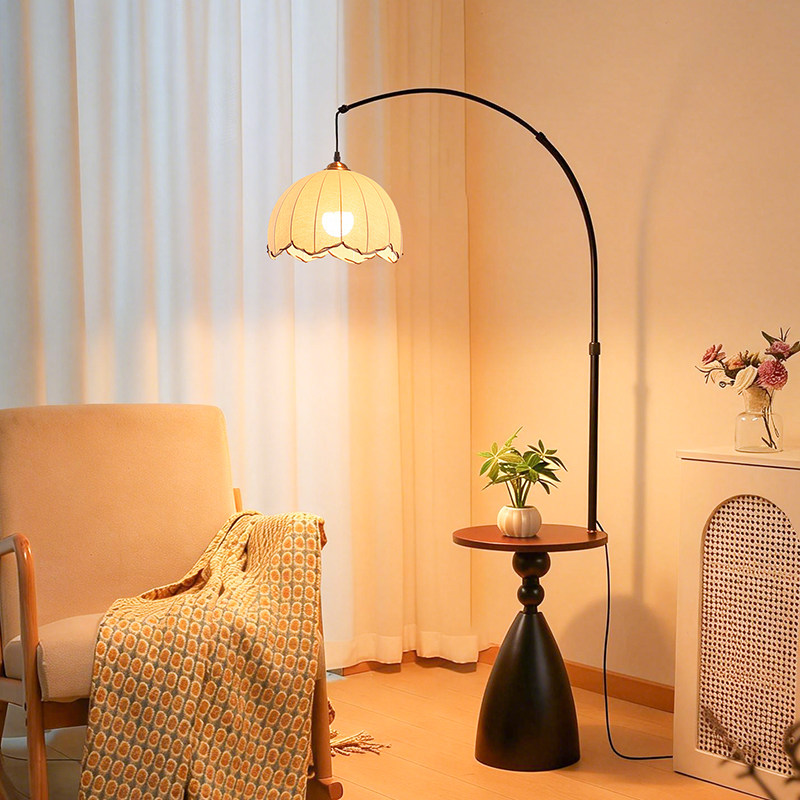 法式中古置物架一体钓鱼灯落地灯客厅沙发边氛围装饰复古卧室台灯