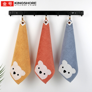 金号毛巾纯棉方巾加厚耐脏柔软吸水挂绳卡通小熊洗脸面巾擦手旅行