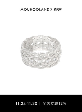 Mouhooland/暮后之地杏花镂空戒指925银指环情侣款食指戒小众设计