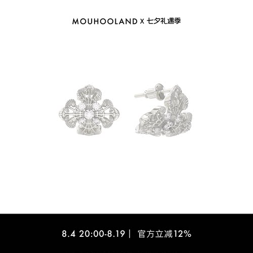 【七夕礼物】Mouhooland/暮后之地蕾丝弧面十字耳钉925银耳饰