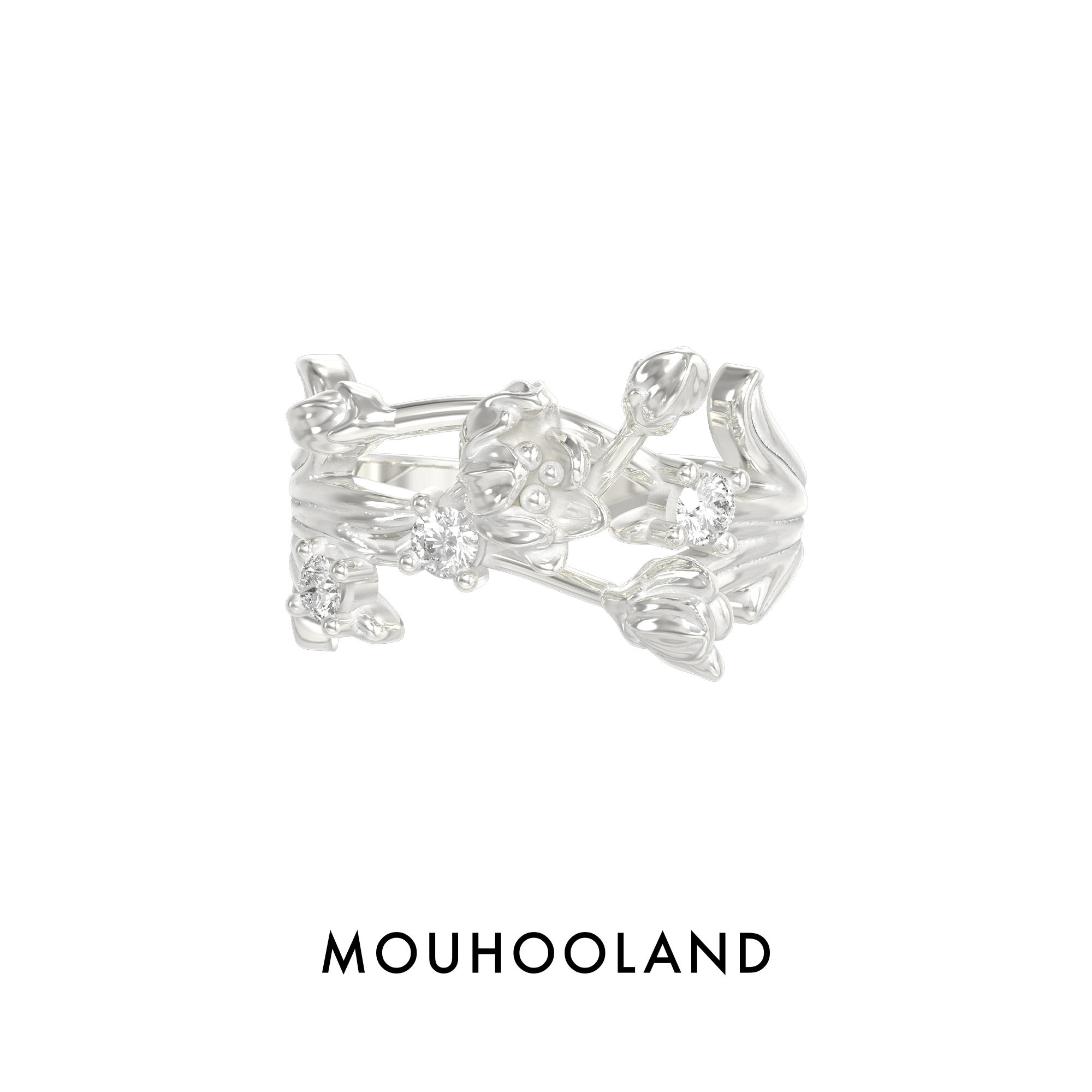 Mouhooland/暮后之地新艺术系列插花戒指原创时尚情侣指环食指戒