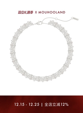 Mouhooland/暮后之地蕾丝编织花朵项链情侣珍珠锁骨链小众设计