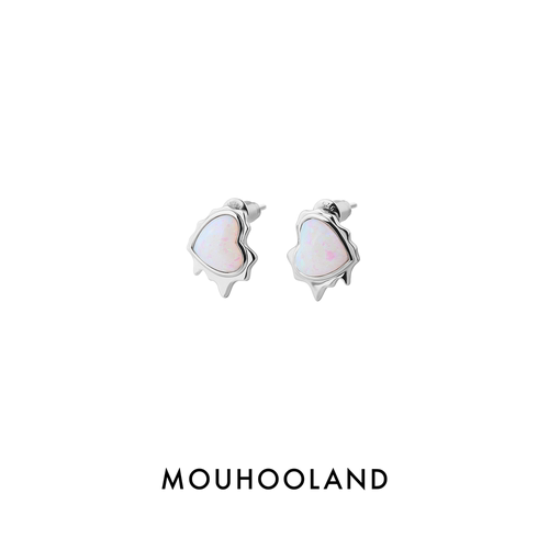 Mouhooland欧泊耳钉甜美爱心