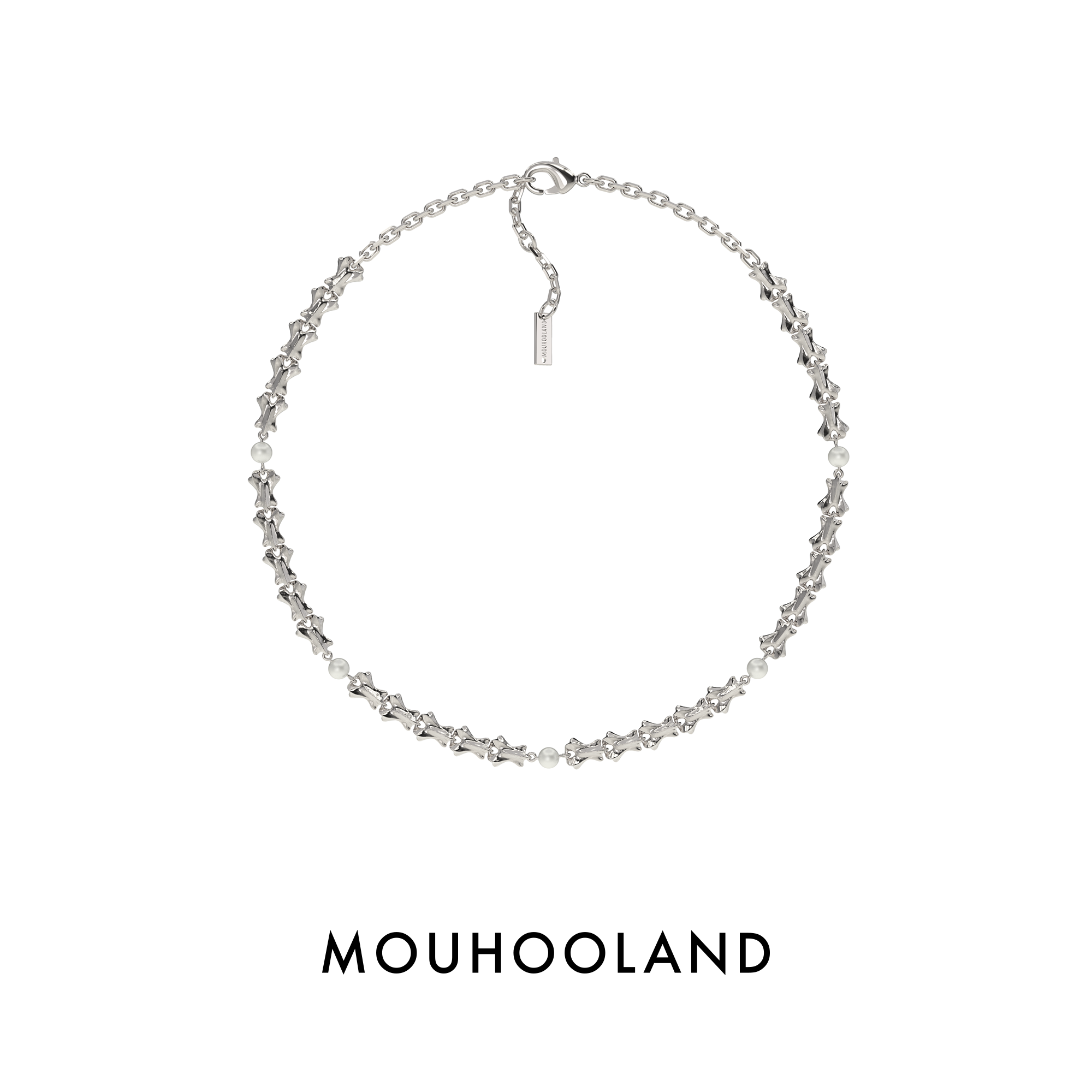 Mouhooland 刘耀文同款异形骨项链珍珠链条锁骨链甜酷长项链项链