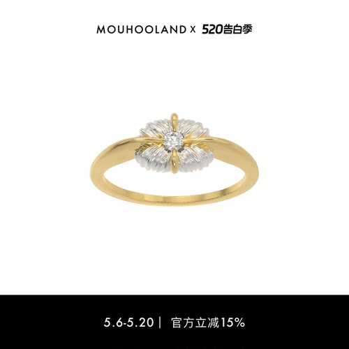 Mouhooland/暮后之地夏夜诗篇系列拉丝银花戒指小众设计指环情侣
