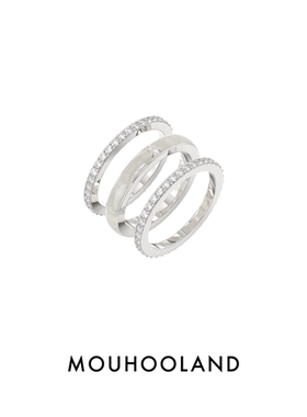 Mouhooland暮后之地白珐琅三环套戒情侣款指环食指戒小众设计国潮