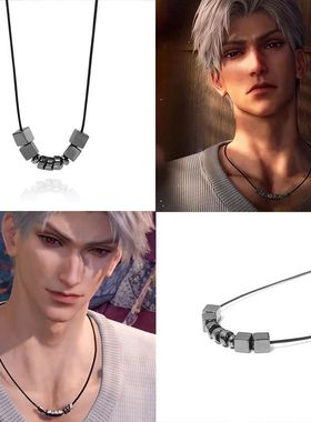 秦彻同款锁骨链cos黑方块项链