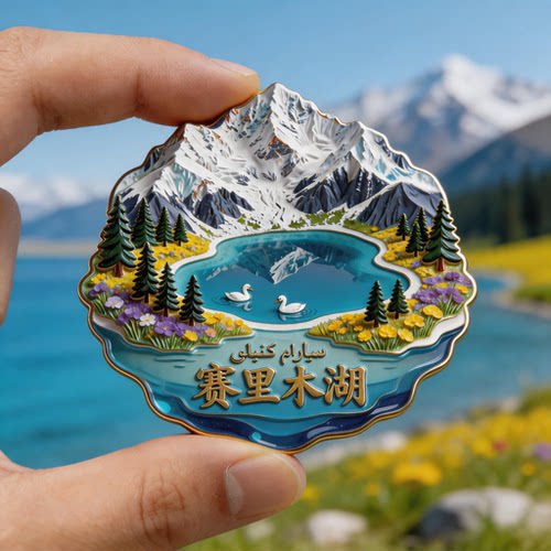 新疆赛里木湖金属磁吸浮雕冰箱贴旅游景点纪念文创伴手礼装饰门贴