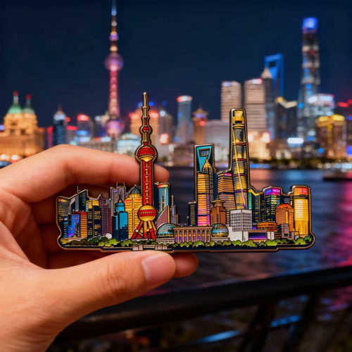 上海外滩东方明珠夜景金属冰箱贴