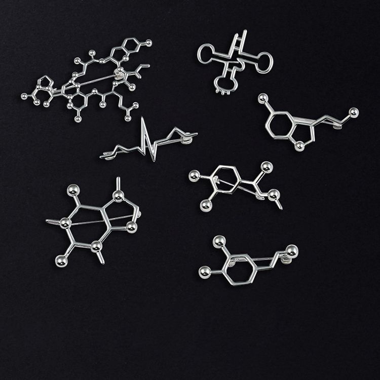 心电图胸针创意化学分子徽章