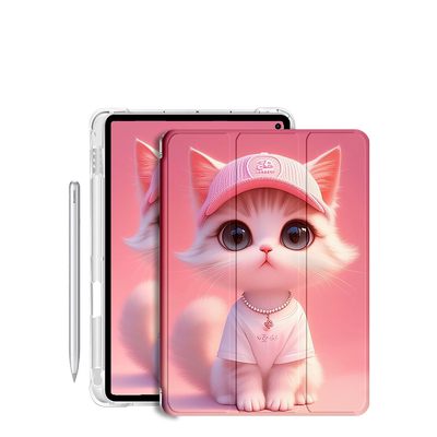 适用透明气囊卡通华为三折笔槽