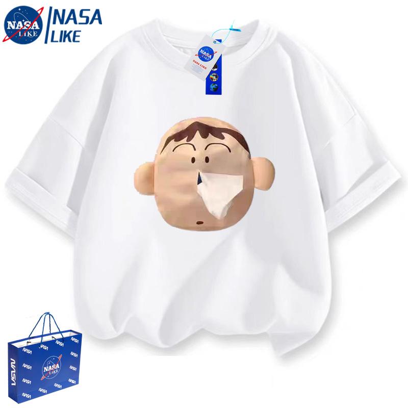NASA联名蜡笔小新可爱日系阿呆抽纸t恤男女情侣搞笑夏季短袖上衣