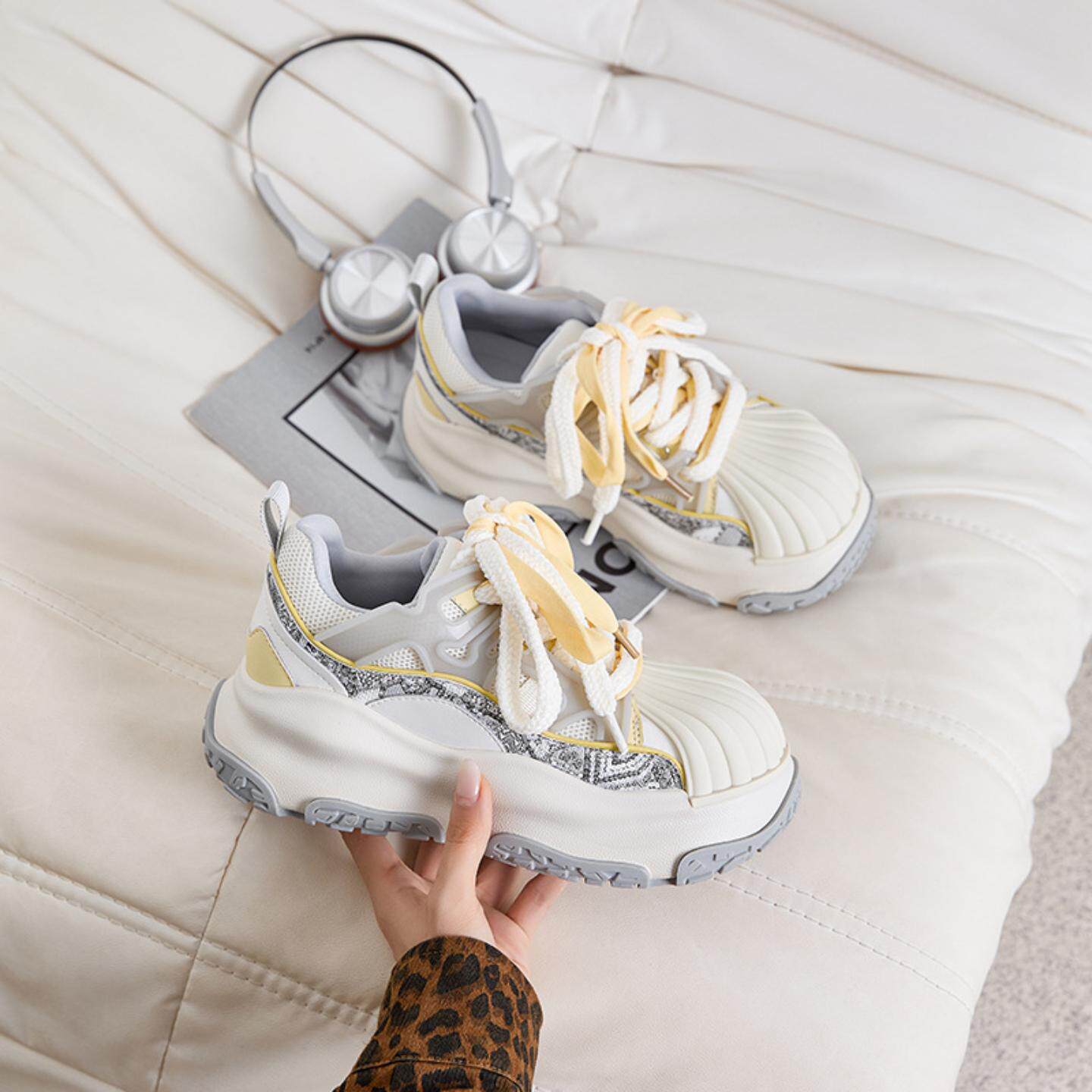 老爹鞋2026春季新款超火百搭潮流贝壳头透气防滑厚底增高休闲女鞋