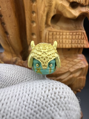 蒙料松石阿呆将军顶珠腰珠，文玩配饰，百香星月佛手金刚猴头核尖