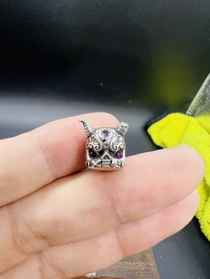 藏银幽冥独角阿呆顶珠腰珠，文玩配饰，百香星月佛手金刚猴头配饰