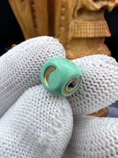 蒙料绿松石日月星辰六方珠顶珠腰珠，文玩配饰，百香星月佛手金刚