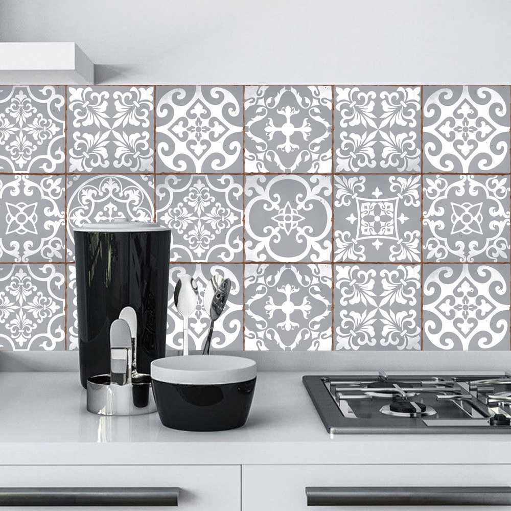 新款直销ET173跨境仿真复古灰色花砖瓷砖贴家居装饰自粘防水DIY墙,家装主材,花片,淘宝优惠券,粉丝福利购,淘宝优惠卷