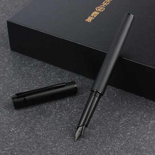 新款直销英雄钢笔h605c笔墨组合套装金属杆黑夹墨水笔商务办公用