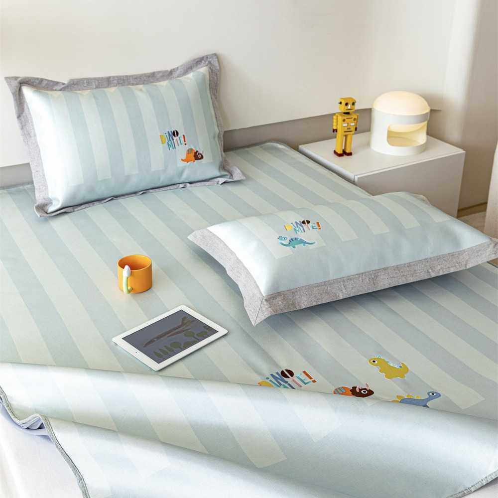 新款直销小清新卡通刺绣凉感冰丝凉席三件套可水洗床笠款席子空调,床上用品,冰丝席,淘宝优惠券,粉丝福利购,淘宝优惠卷