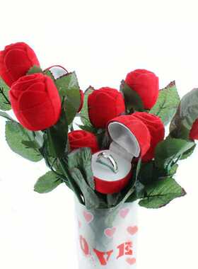 新款直销h10红色玫瑰花戒指盒情人节礼物个性创意戒指盒求婚戒指