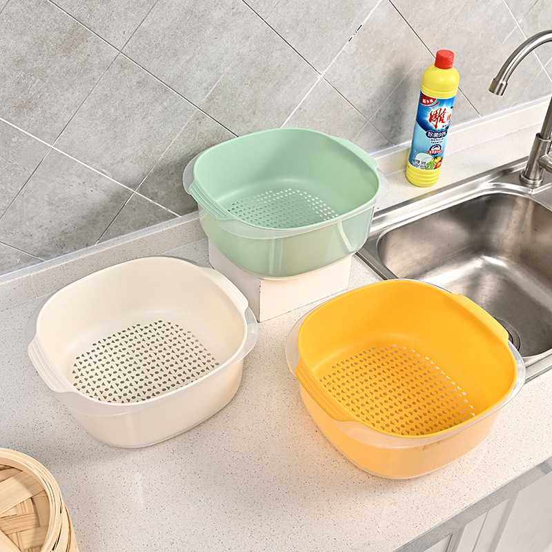 新款直销双层透明沥水篮轻奢加厚食品级厨房家用水果盘客厅滤水篓,餐饮具,洗菜盆/沥水篮/漏水筛,淘宝优惠券,粉丝福利购,淘宝优惠卷