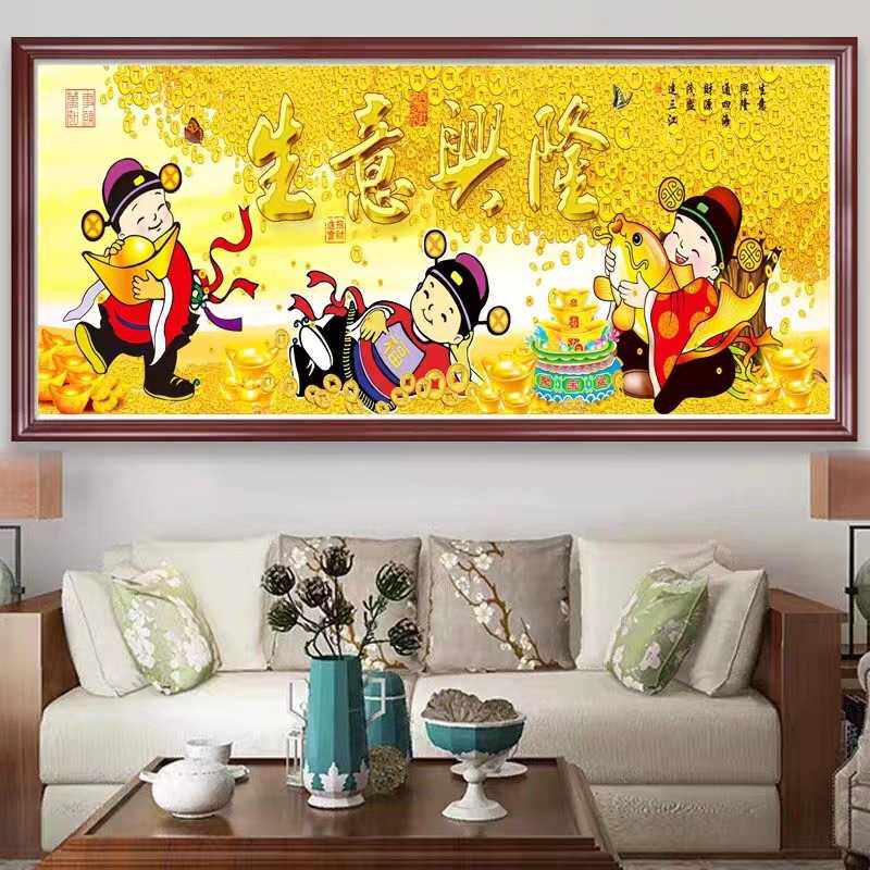 新款直销5d钻石画满钻新款生意兴隆十字绣客厅财源广进点贴砖石画