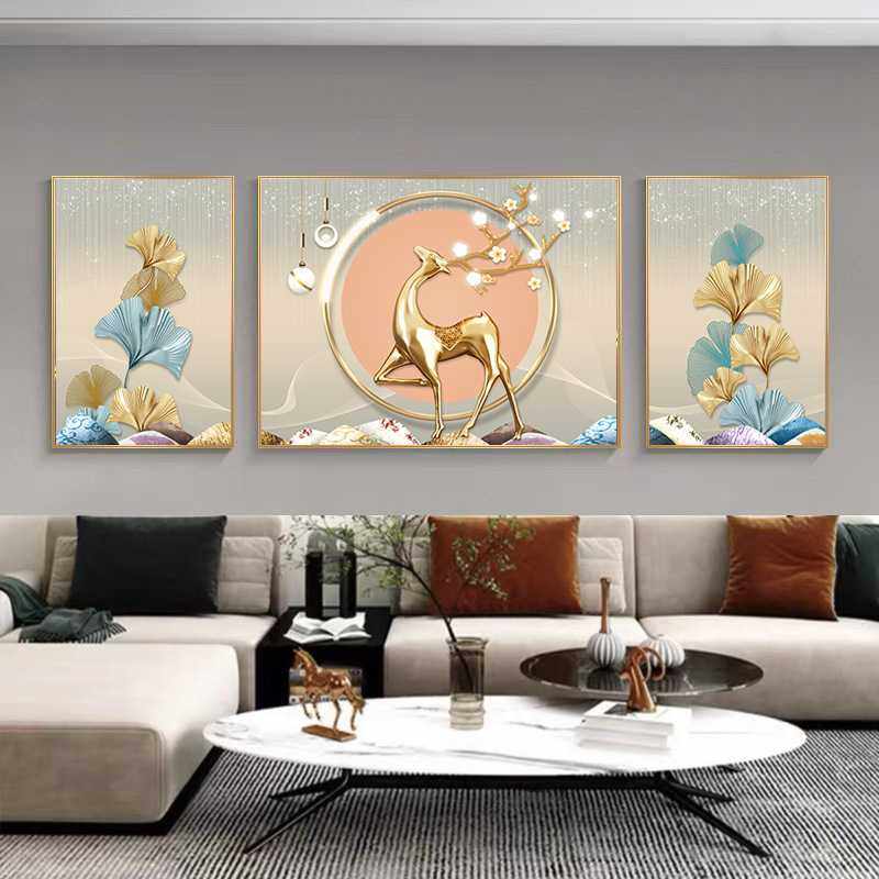 新款直销现代简约客厅装饰画高级感沙发背景墙轻奢挂画壁画大气三,家居饰品,现代装饰画,淘宝优惠券,粉丝福利购,淘宝优惠卷