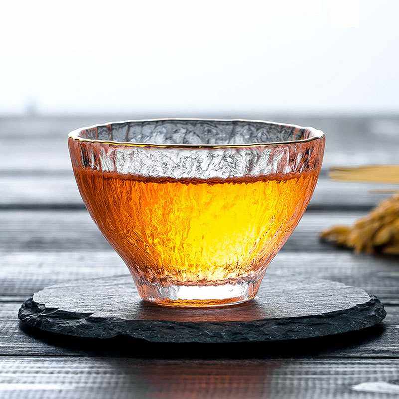 新款直销品茗杯玻璃小茶杯功夫茶具套装家用耐热透明描金斗笠杯锤,餐饮具,清酒杯,淘宝优惠券,粉丝福利购,淘宝优惠卷