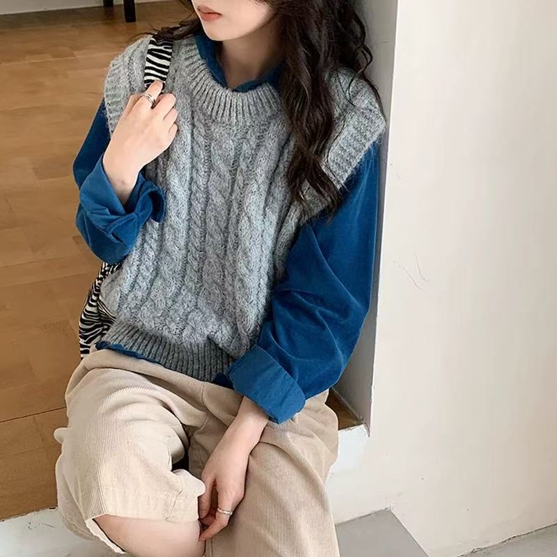 【麻花面马甲】新款麻花面极简风款针织马甲x687