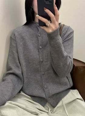 【设计师版】新款设计师版领扣半高领百搭针织开衫x820