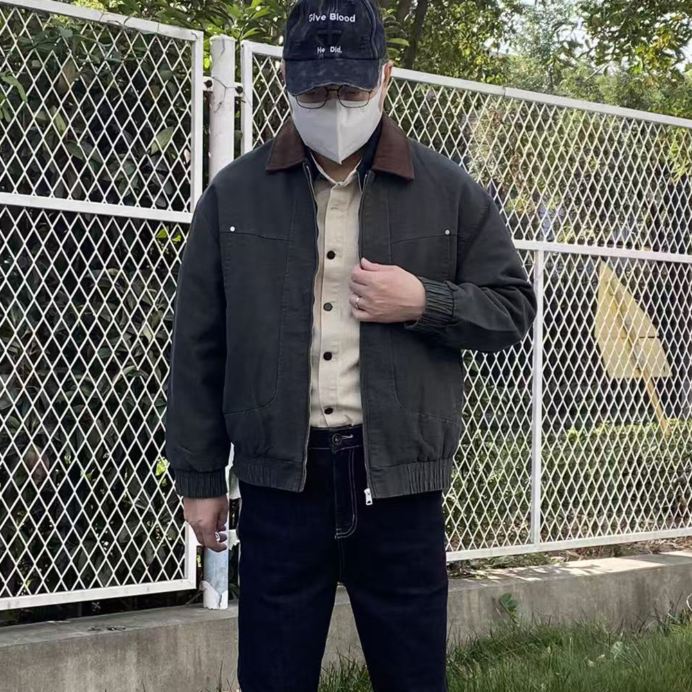 美式复古机车巴恩风外套男春秋潮牌宽松硬汉工装夹克男士秋季新款