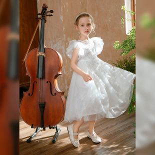 2025夏季新款女孩礼服裙仙气儿童洋气夏季连衣裙长款高奢气质款