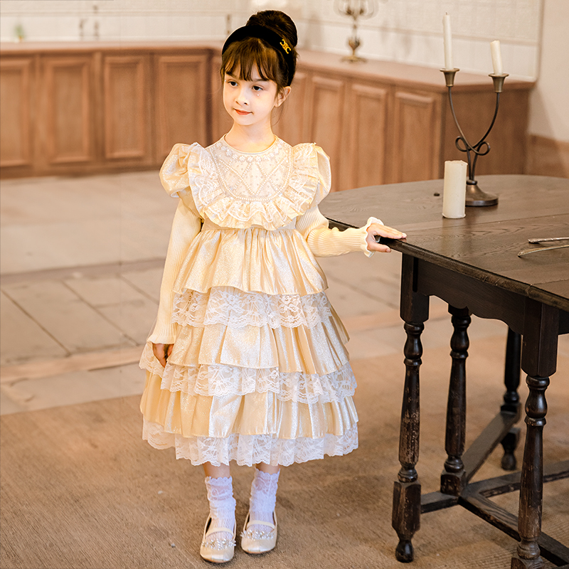 日常穿的高贵加绒香槟色裙子