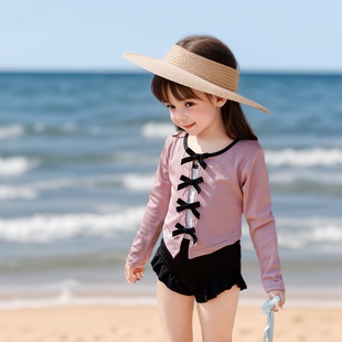宝宝速干防晒游泳衣度假泳装 芭蕾女童泳衣女童连体长袖 2025新款