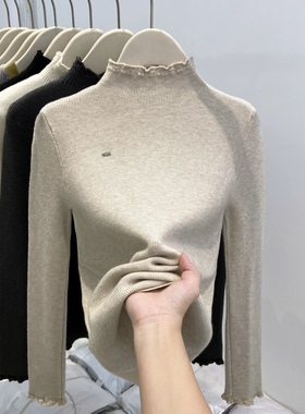 花边半高领针织打底衫2026春秋新款修身显瘦气质内搭软糯毛衣上衣