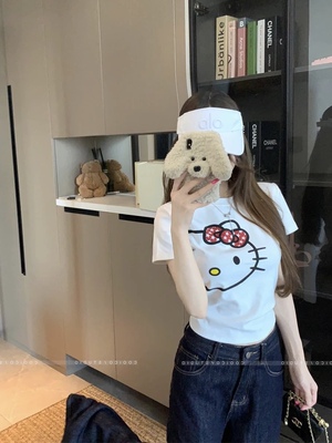 夏季辣妹修身圆领凯蒂猫T恤