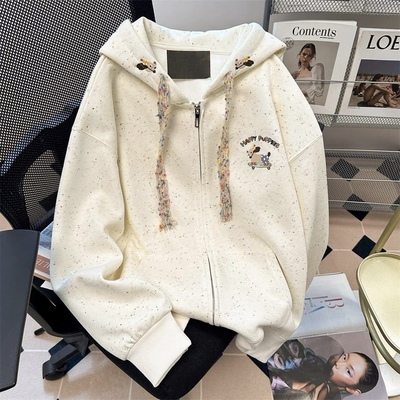 可爱小狗刺绣彩色点卫衣女秋冬