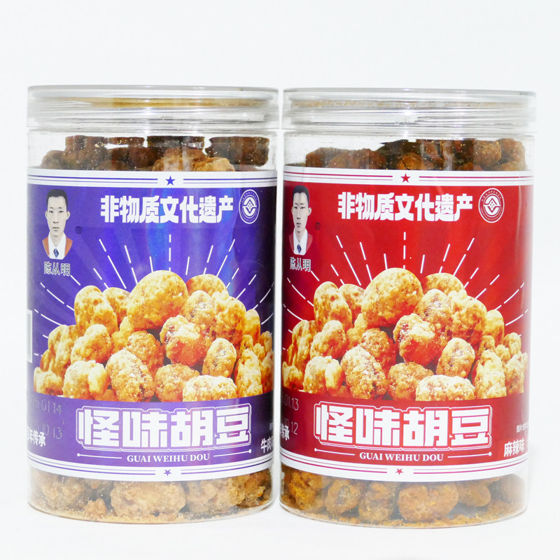 重庆味道陈从明怪味胡豆麻辣牛肉蟹黄味280g多味豆瓣灌装小吃零食