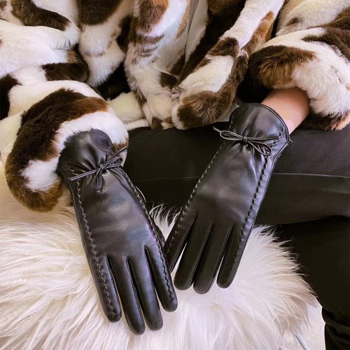 韩版小羊皮女士加绒加厚防风手套