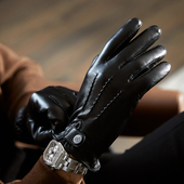 羊皮触屏皮手套男真皮薄款 冬季 骑行保暖羊皮手套开车加绒加厚潮流