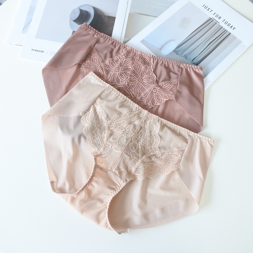 满59包邮韩单纯原高级百搭深浅肤重工蕾丝中腰包臀无痕三角裤