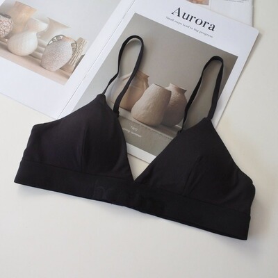 满59包邮韩单纯元无圈黑色莫代尔简洁舒适性感三角杯文胸
