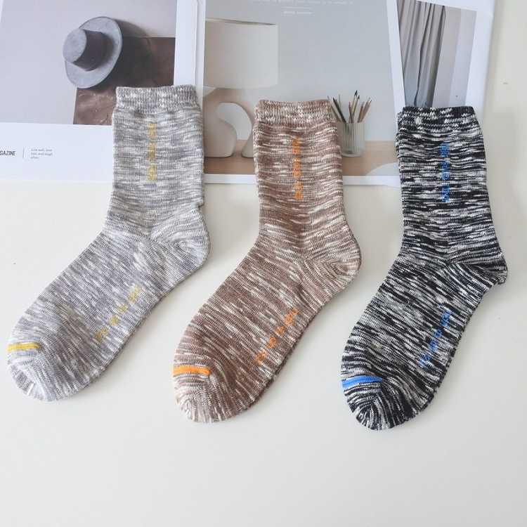 满59包邮元单三色棉竹节纱中筒质感舒适好穿简洁高级百搭色女袜