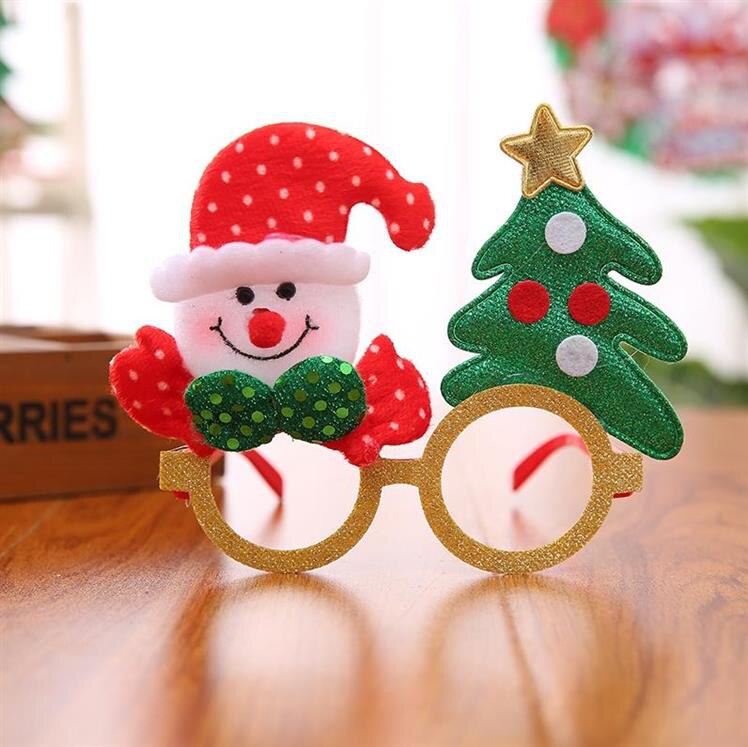 christmas tree colorful glasses cartoon antlers small gifts