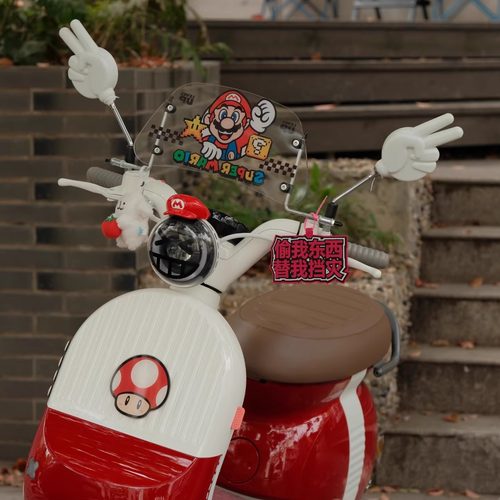 适用于极核MO1/MO1i电动改装复古后视镜剪刀手装饰比耶反光镜配件