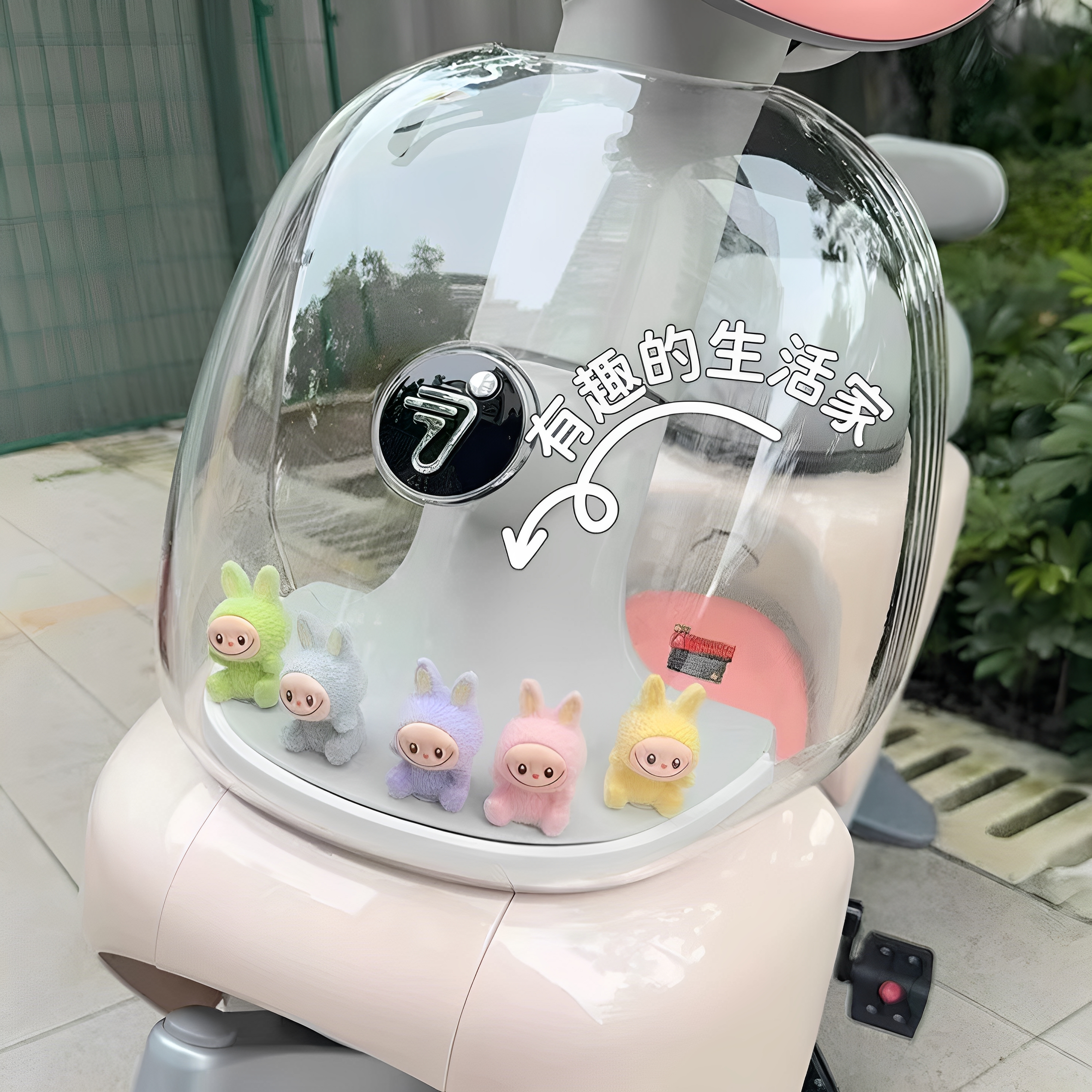 适用于九号Qz1/Qz3 mix车头labubu公仔摆件装饰马里奥M标煤球贴