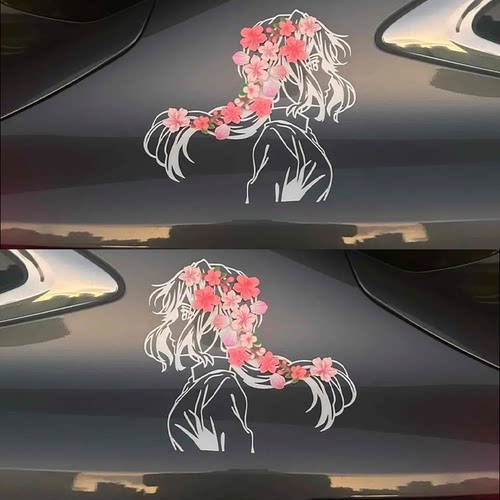 3d立体电动车汽车樱花桃花瓣车贴车身门装饰2026新款薇尔莉特贴纸