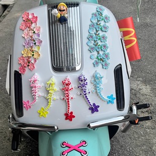电动车摩托车樱花龙3D打印装饰摆件车头仿真立体花朵配件饰品贴