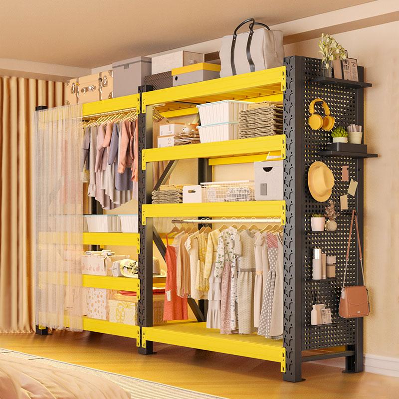 货架衣柜 简易组装 出租房开放式衣帽架置物架卧室角钢洞洞板衣架