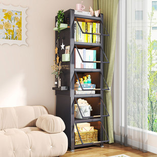 钢制书柜夹缝儿童书架家用客厅收纳柜窄缝防尘展示柜铁艺置物架子